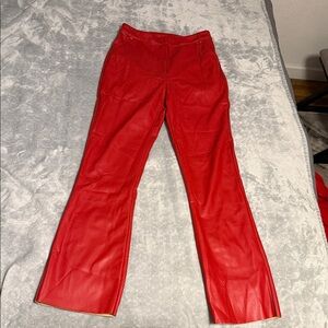 Red Faux Leather Pants